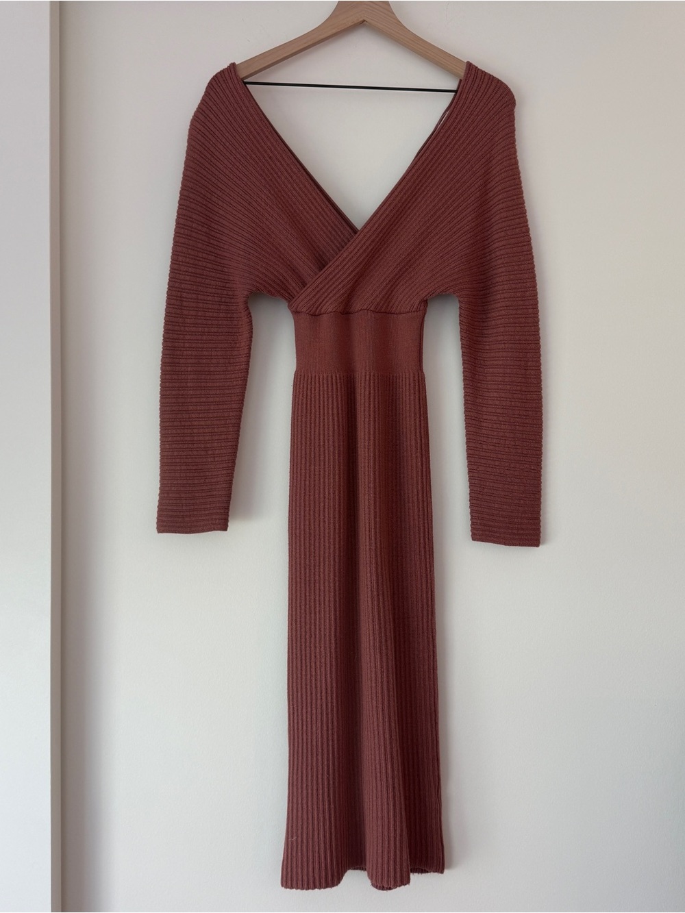 Elliatt Long Sleeve Ribbed Wrap Sweater Knit Dress